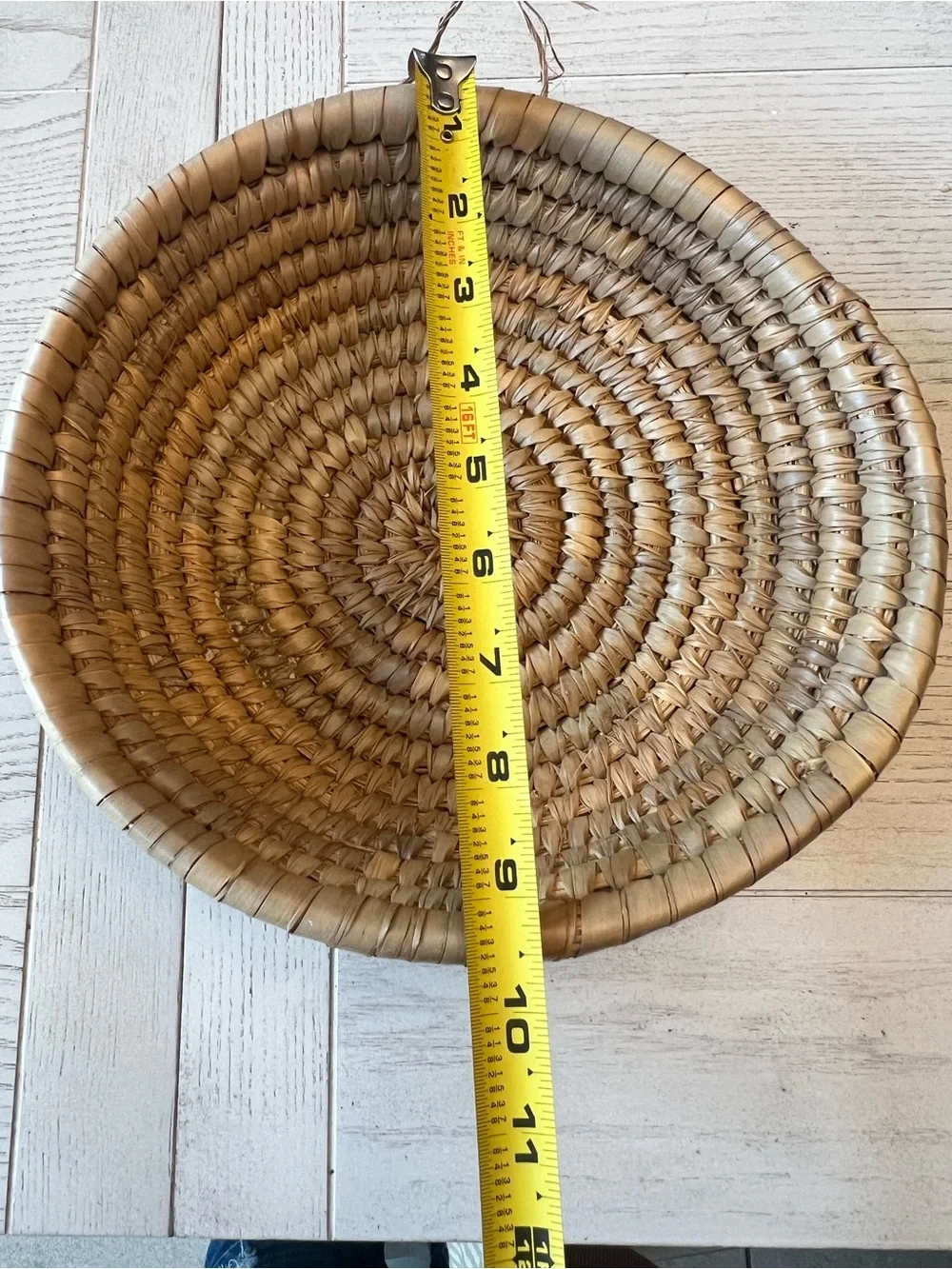 Handwoven Coiled Natural Brown Decorative Basket Wallhanging - 10”